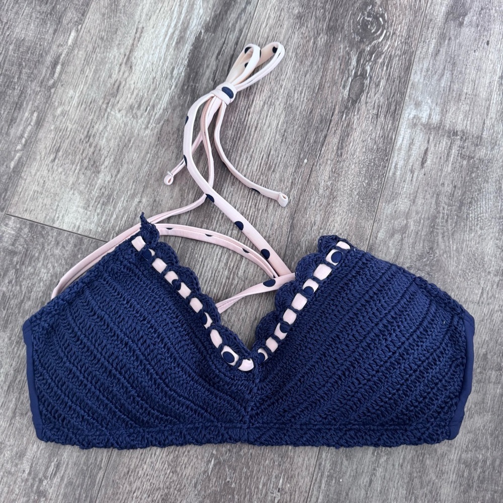 NWT! Xhilaration Purple Crochet Bikini Top with Pink Accents